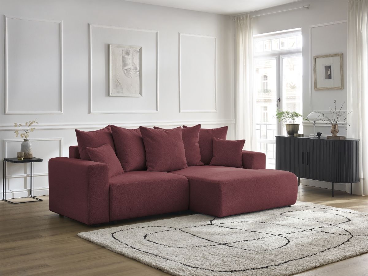 Atilla - Canapé D'Angle Convertible Coffre - Tissu Chiné - Angle Droit