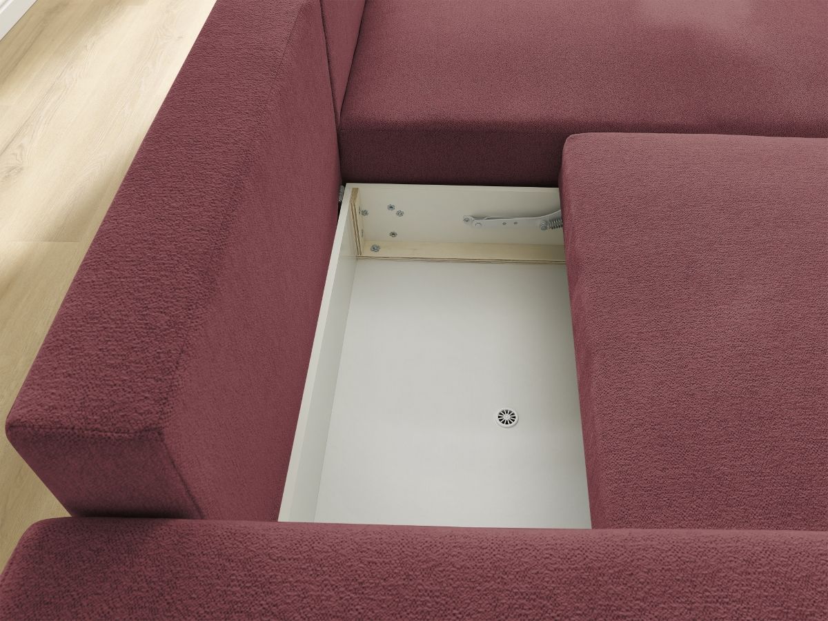 Atilla - Canapé D'Angle Convertible Coffre - Tissu Chiné - Angle Droit