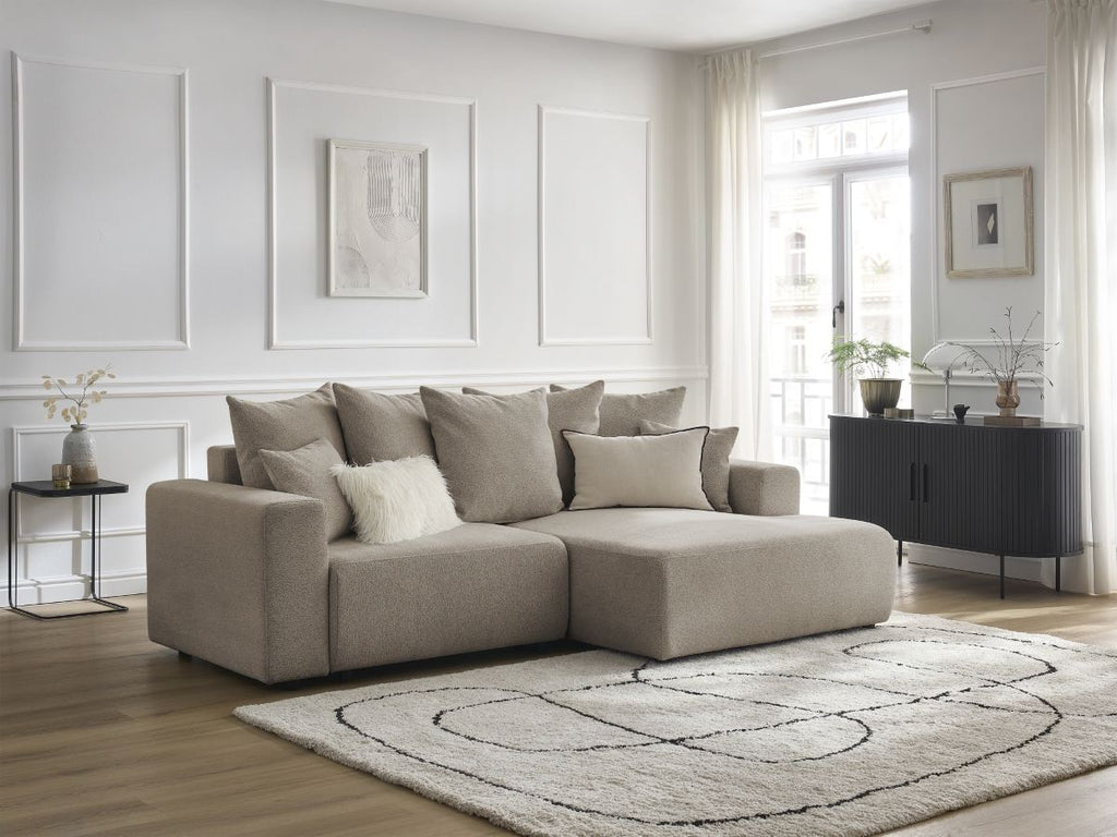 Atilla - Canapé D'Angle Convertible Coffre - Tissu Chiné - Angle Droit