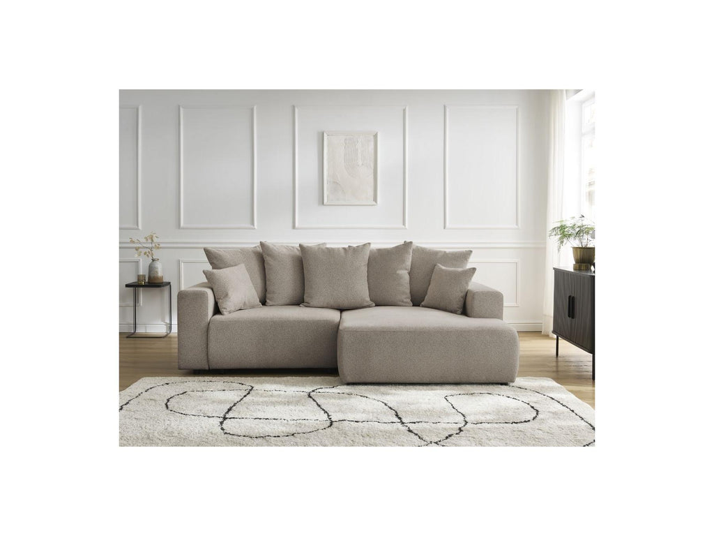Atilla - Canapé D'Angle Convertible Coffre - Tissu Chiné - Angle Droit