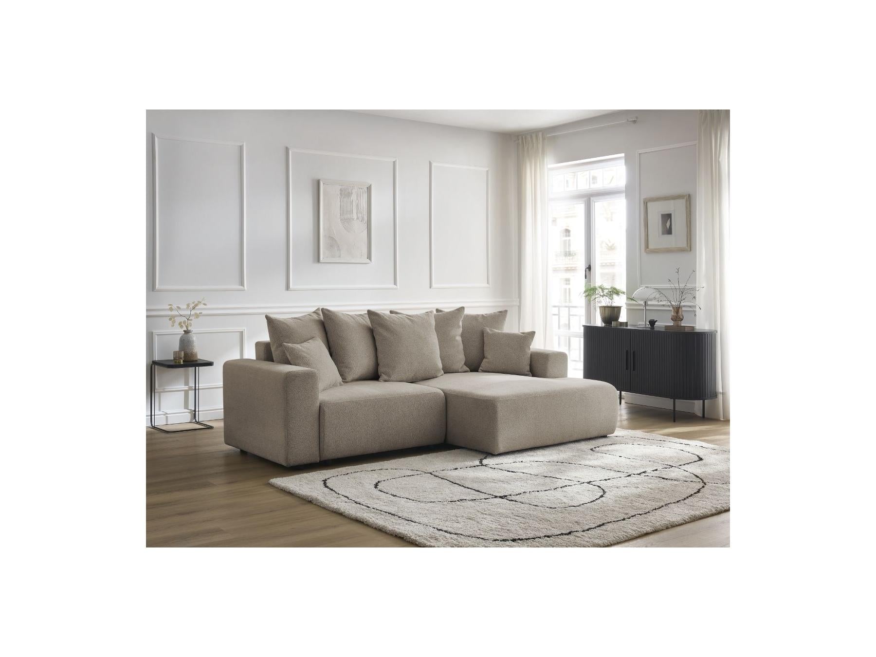 Atilla - Canapé D'Angle Convertible Coffre - Tissu Chiné - Angle Droit