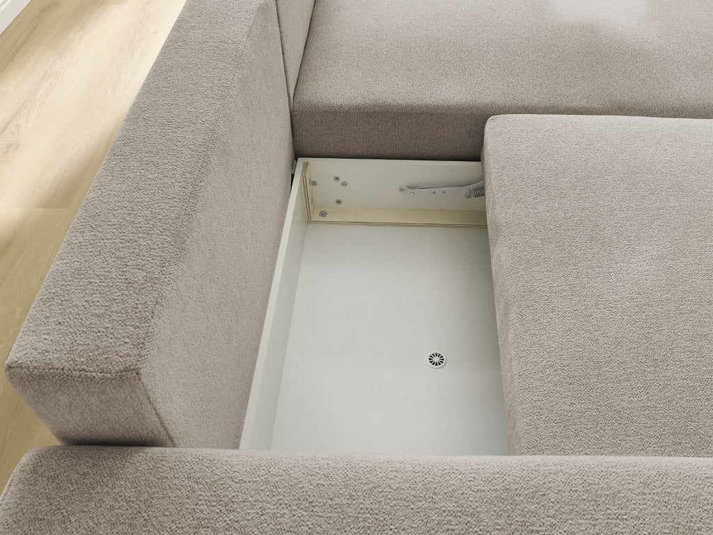 Atilla - Canapé D'Angle Convertible Coffre - Tissu Chiné - Angle Droit