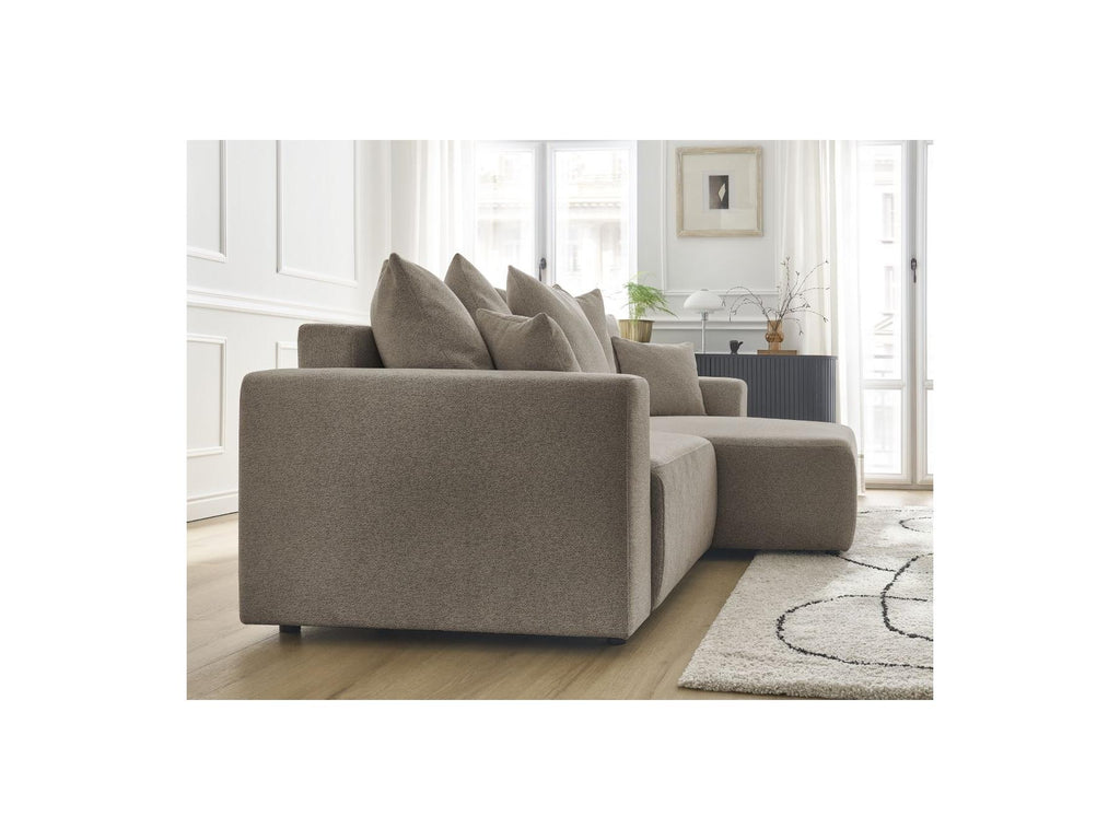 Atilla - Canapé D'Angle Convertible Coffre - Tissu Chiné - Angle Droit