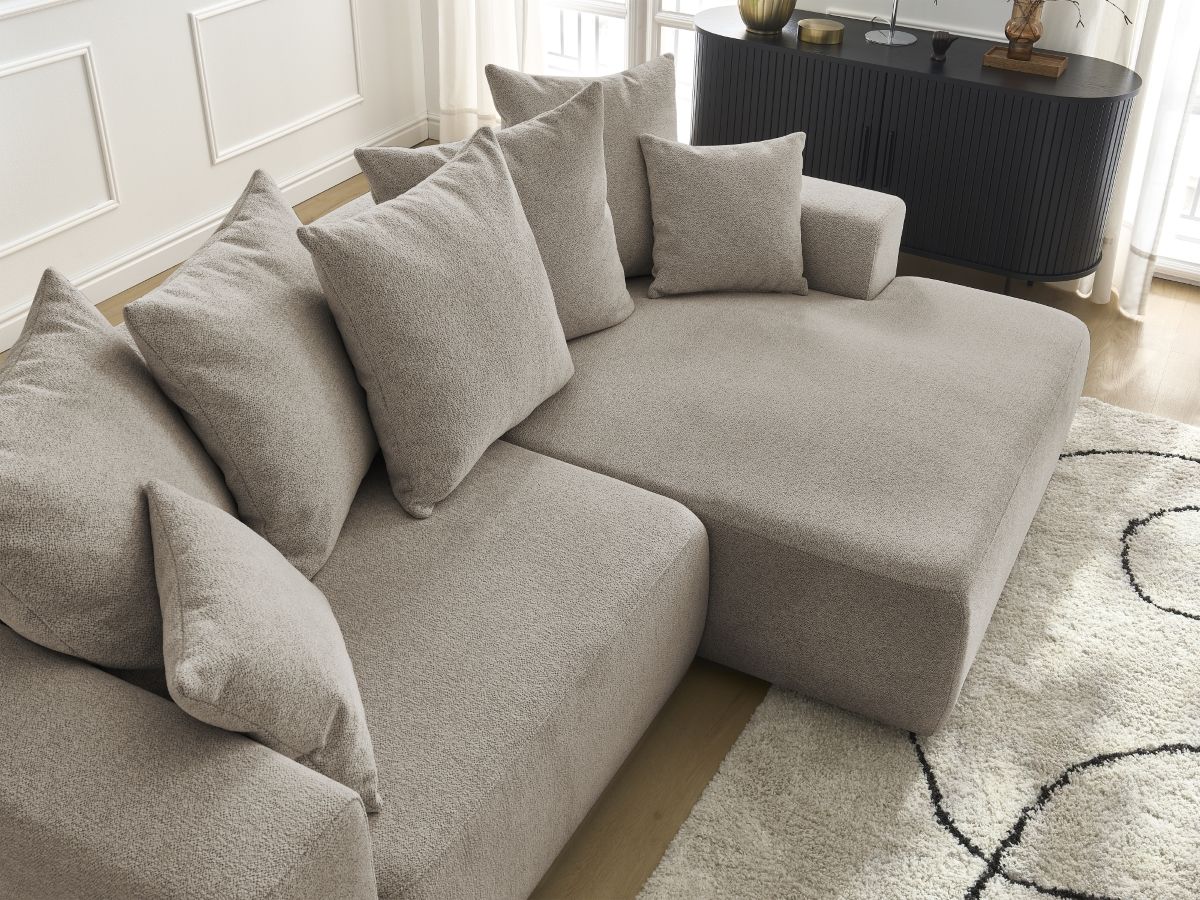 Atilla - Canapé D'Angle Convertible Coffre - Tissu Chiné - Angle Droit