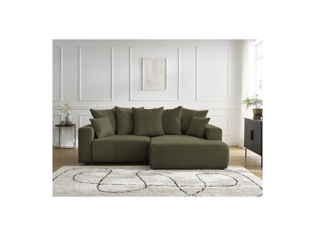Atilla - Canapé D'Angle Convertible Coffre - Tissu Chiné - Angle Droit