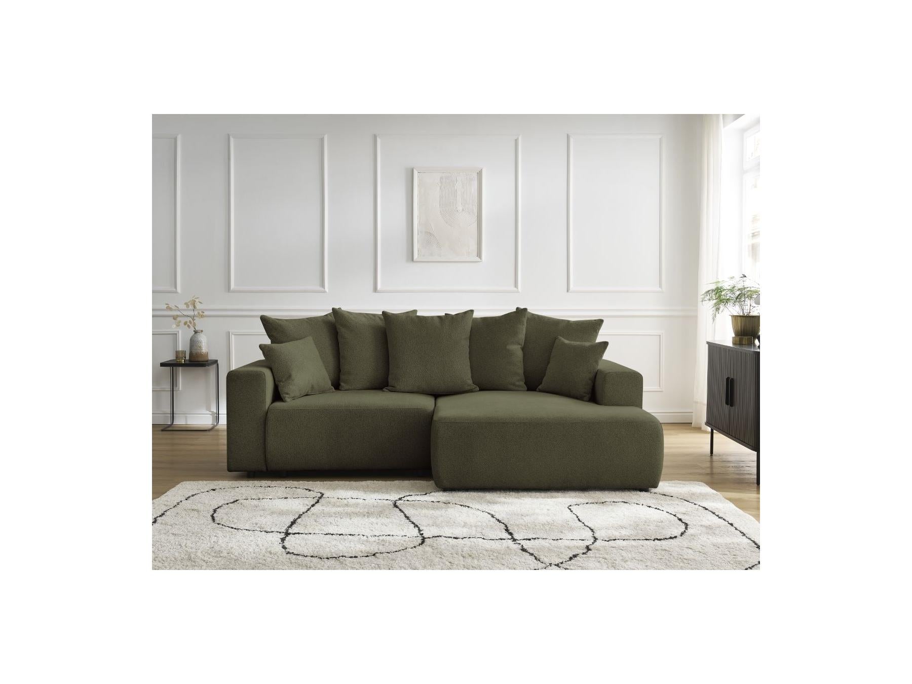 Atilla - Canapé D'Angle Convertible Coffre - Tissu Chiné - Angle Droit
