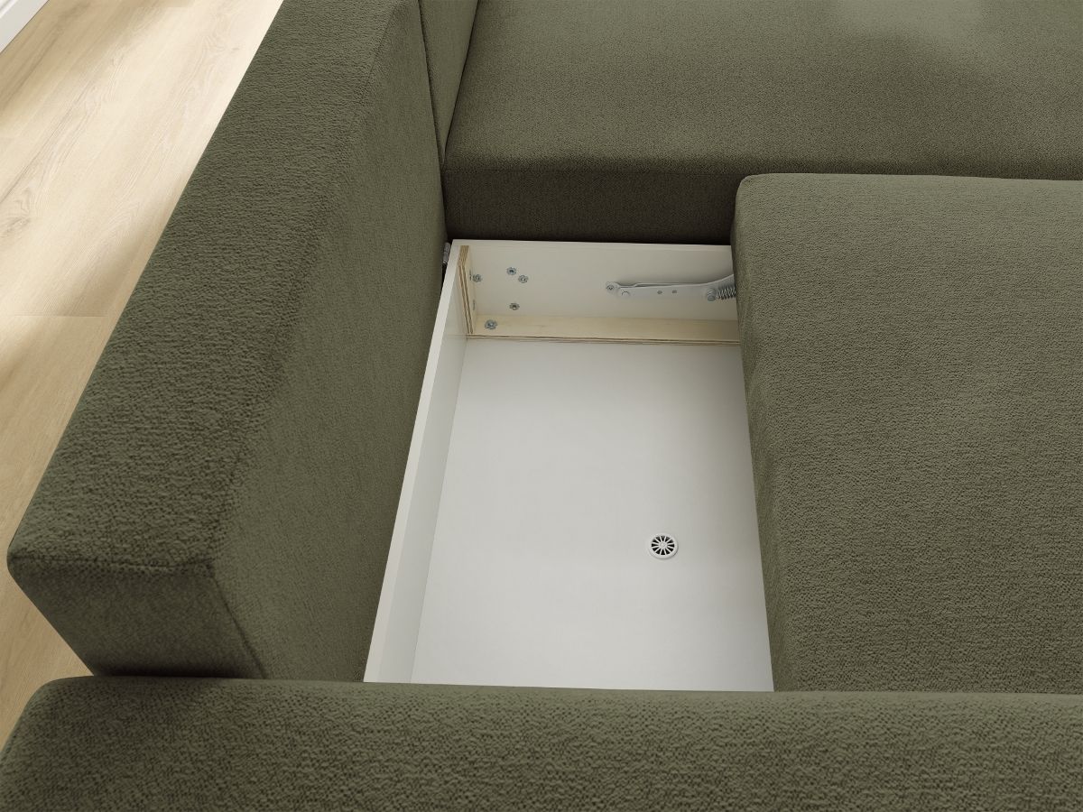 Atilla - Canapé D'Angle Convertible Coffre - Tissu Chiné - Angle Droit