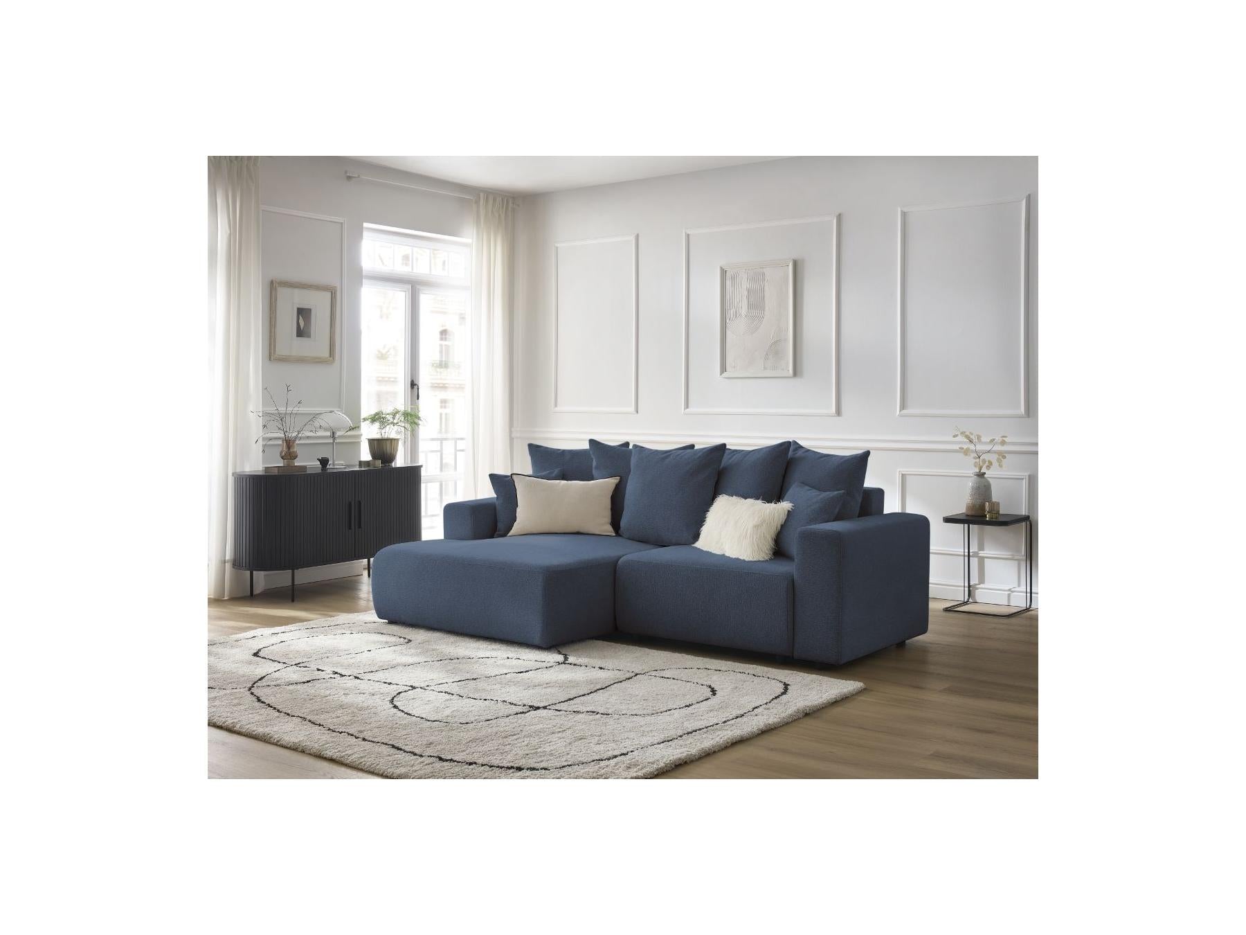 Atilla - Canapé D'Angle Convertible Coffre - Tissu Chiné - Angle Gauche