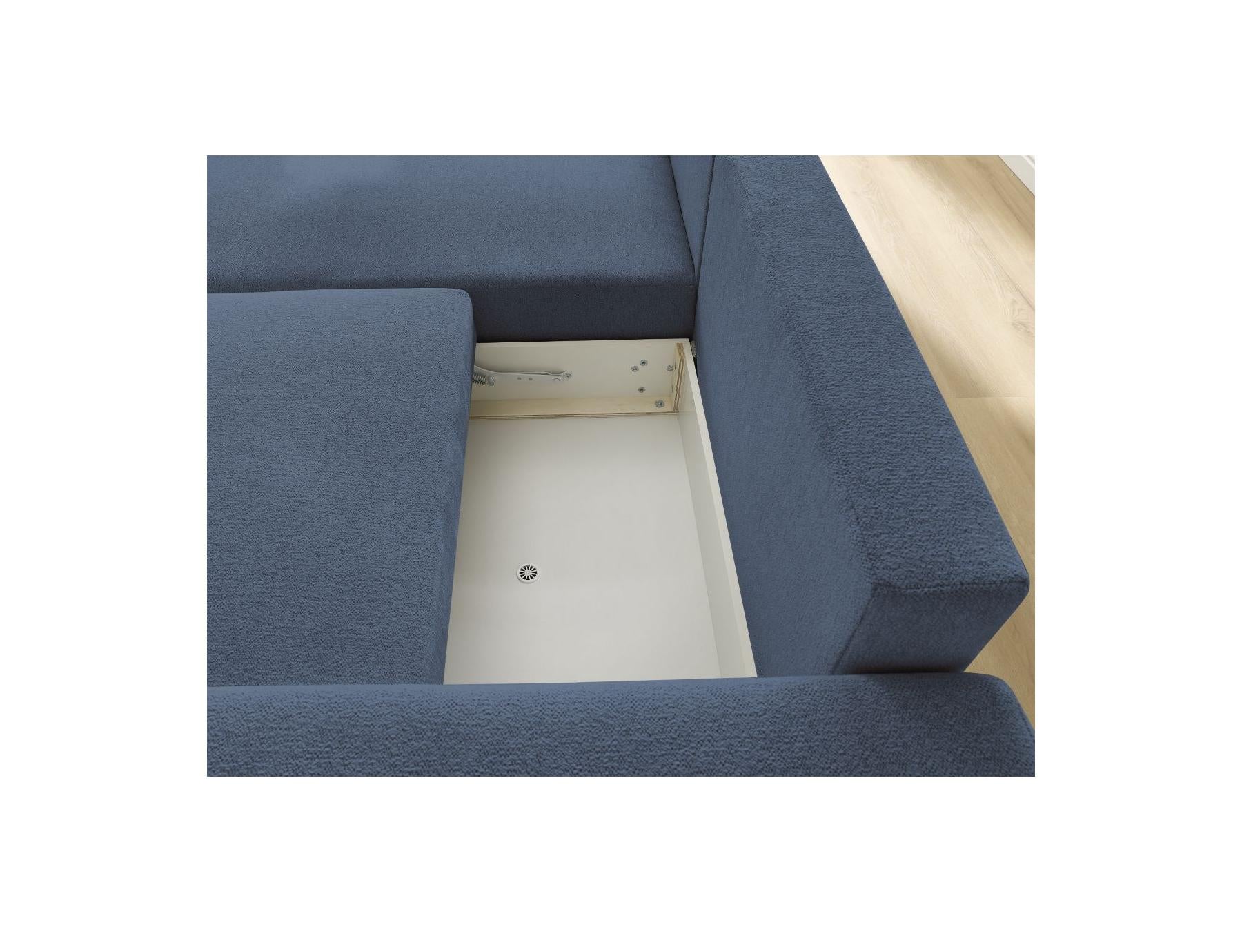 Atilla - Canapé D'Angle Convertible Coffre - Tissu Chiné - Angle Gauche
