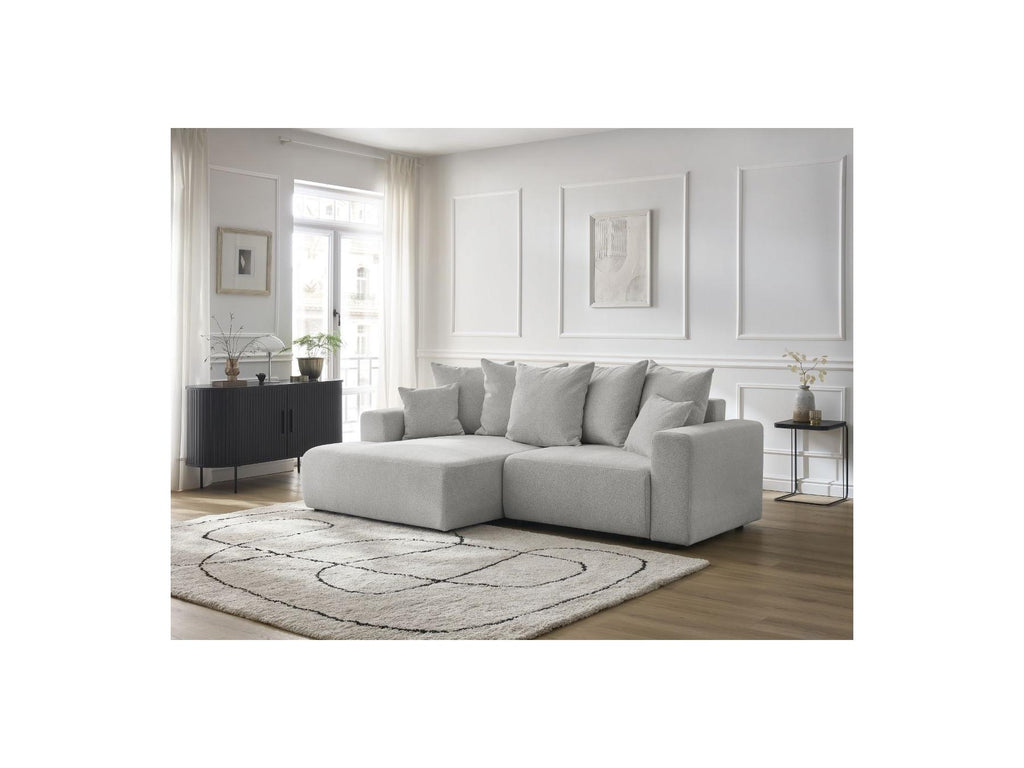 Atilla - Canapé D'Angle Convertible Coffre - Tissu Chiné - Angle Gauche