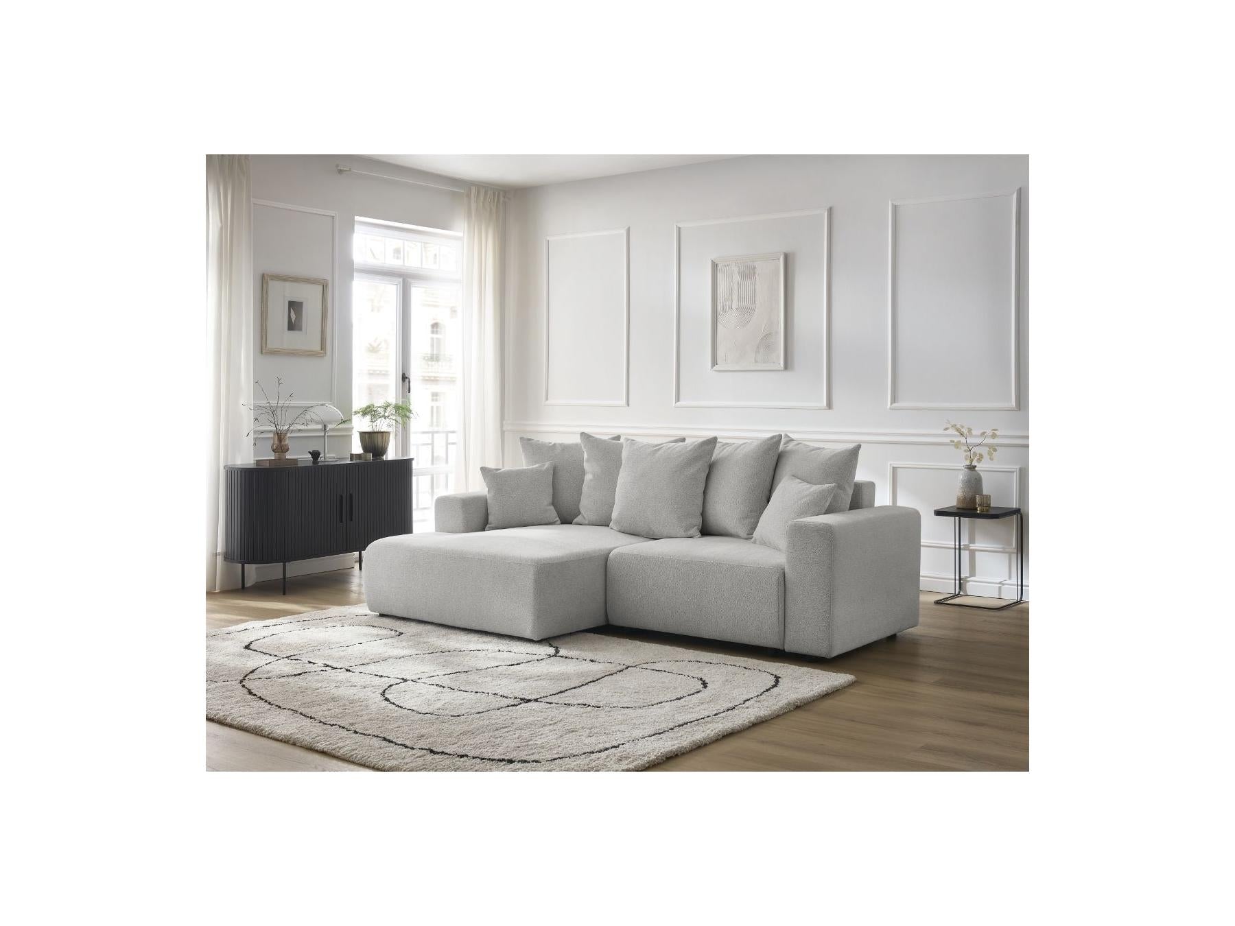 Atilla - Canapé D'Angle Convertible Coffre - Tissu Chiné - Angle Gauche