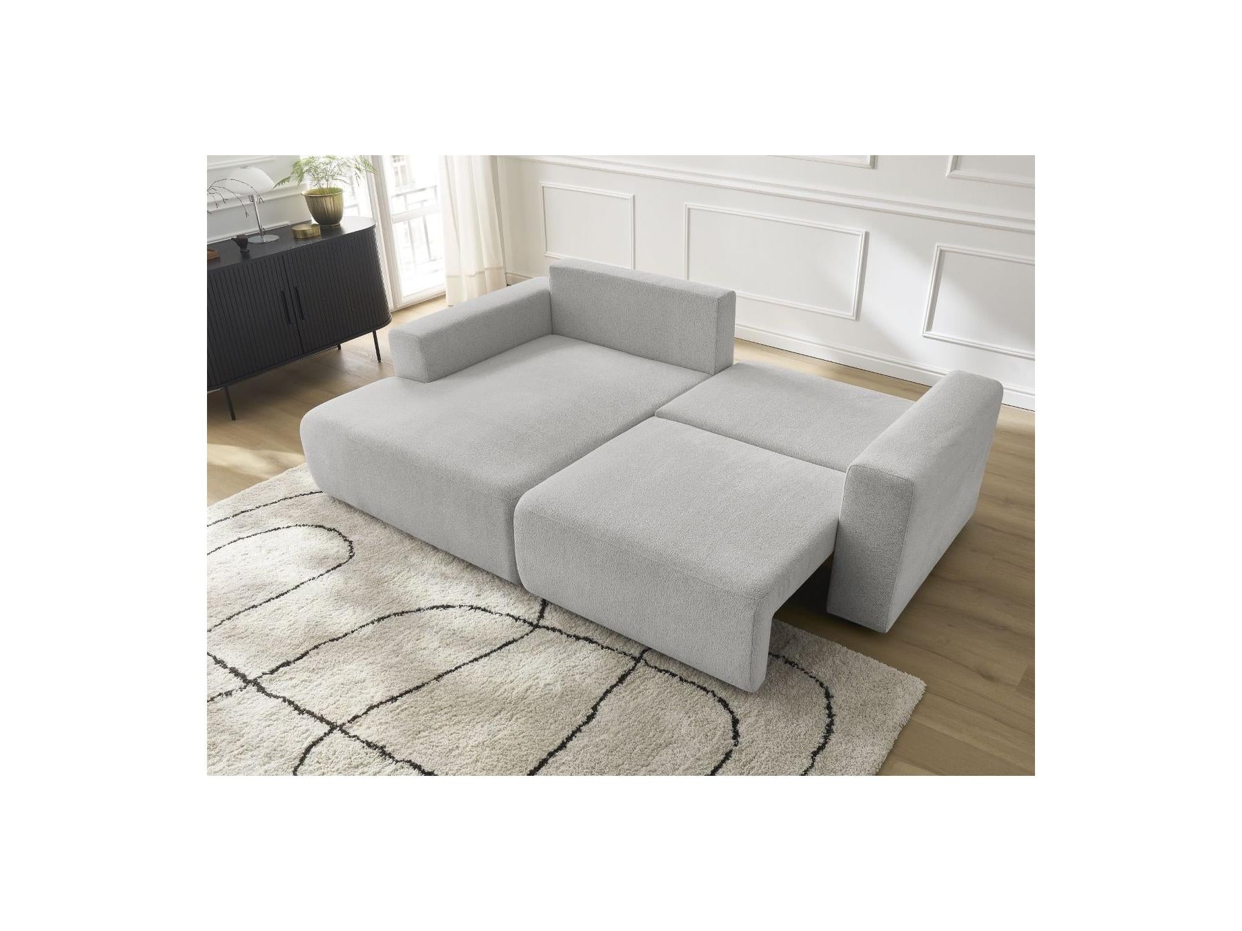 Atilla - Canapé D'Angle Convertible Coffre - Tissu Chiné - Angle Gauche