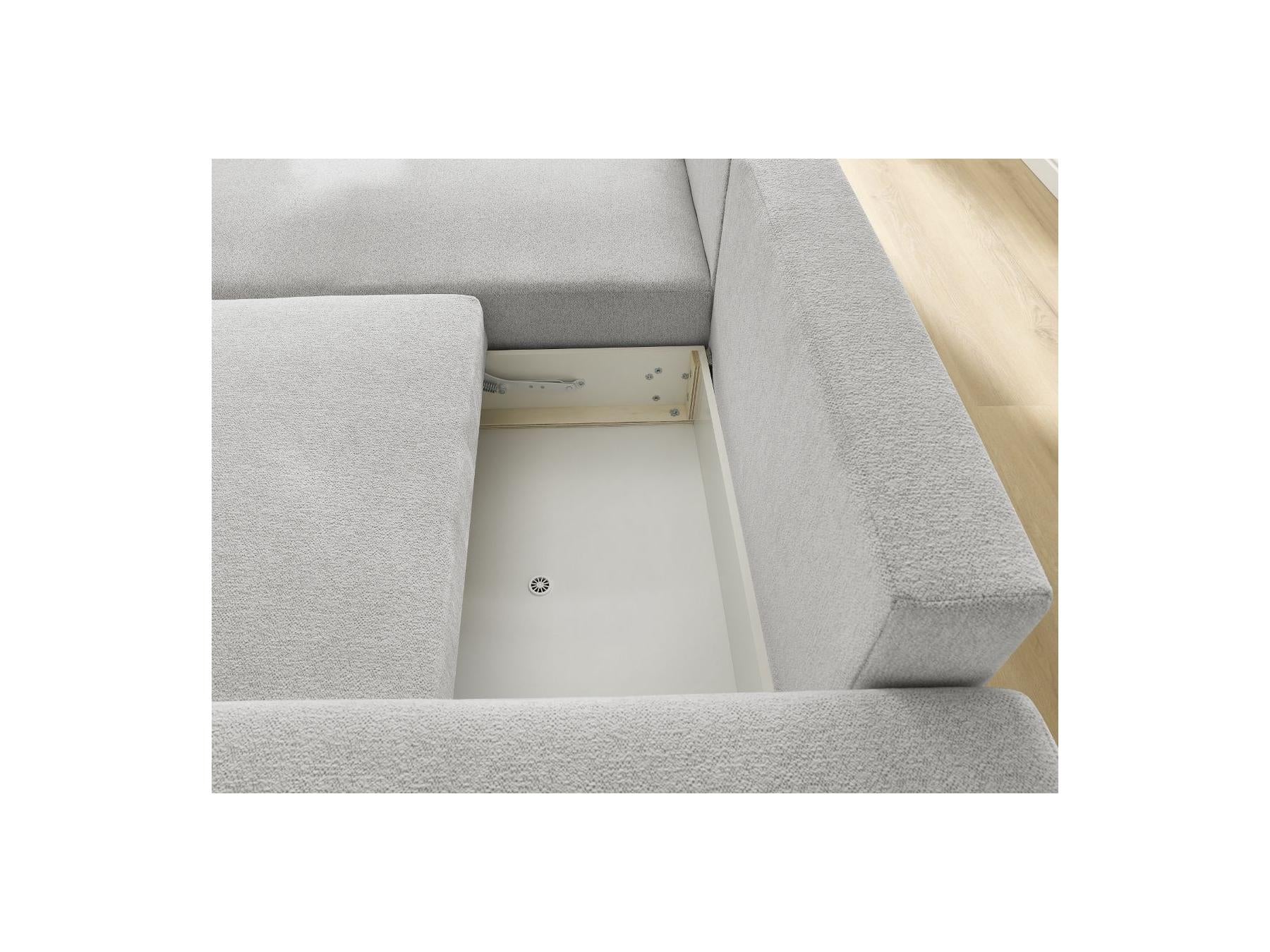 Atilla - Canapé D'Angle Convertible Coffre - Tissu Chiné - Angle Gauche
