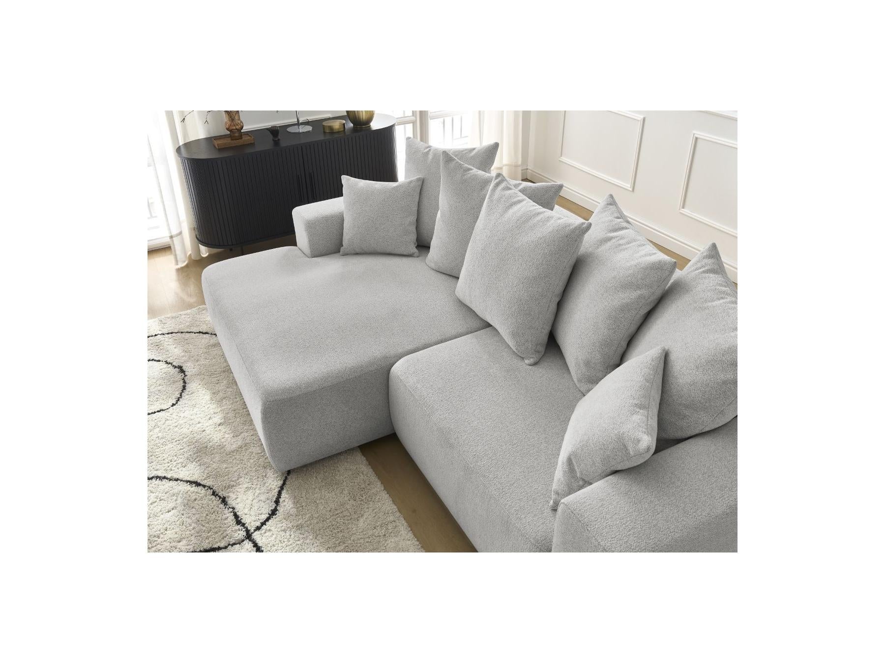 Atilla - Canapé D'Angle Convertible Coffre - Tissu Chiné - Angle Gauche
