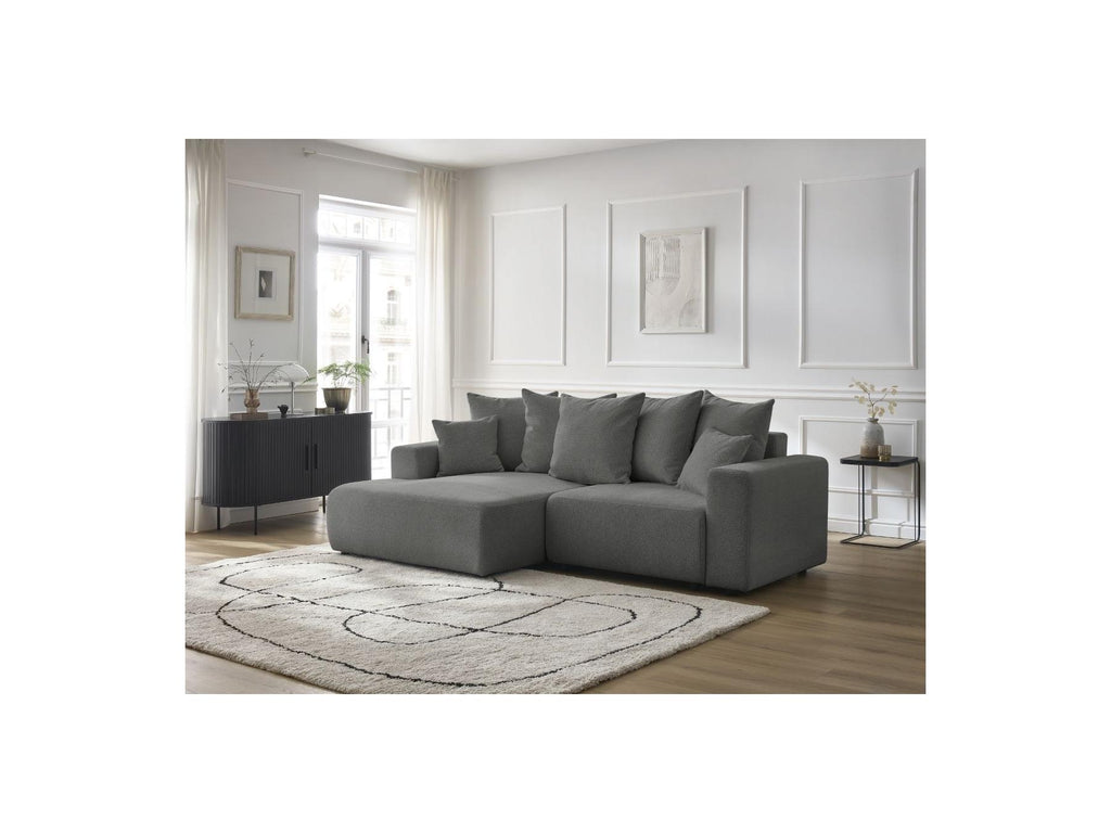Atilla - Canapé D'Angle Convertible Coffre - Tissu Chiné - Angle Gauche