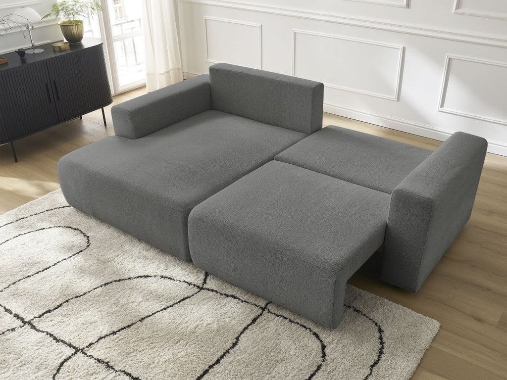 Atilla - Canapé D'Angle Convertible Coffre - Tissu Chiné - Angle Gauche