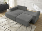 Atilla - Canapé D'Angle Convertible Coffre - Tissu Chiné - Angle Gauche