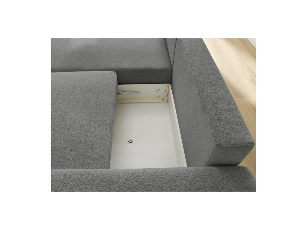 Atilla - Canapé D'Angle Convertible Coffre - Tissu Chiné - Angle Gauche