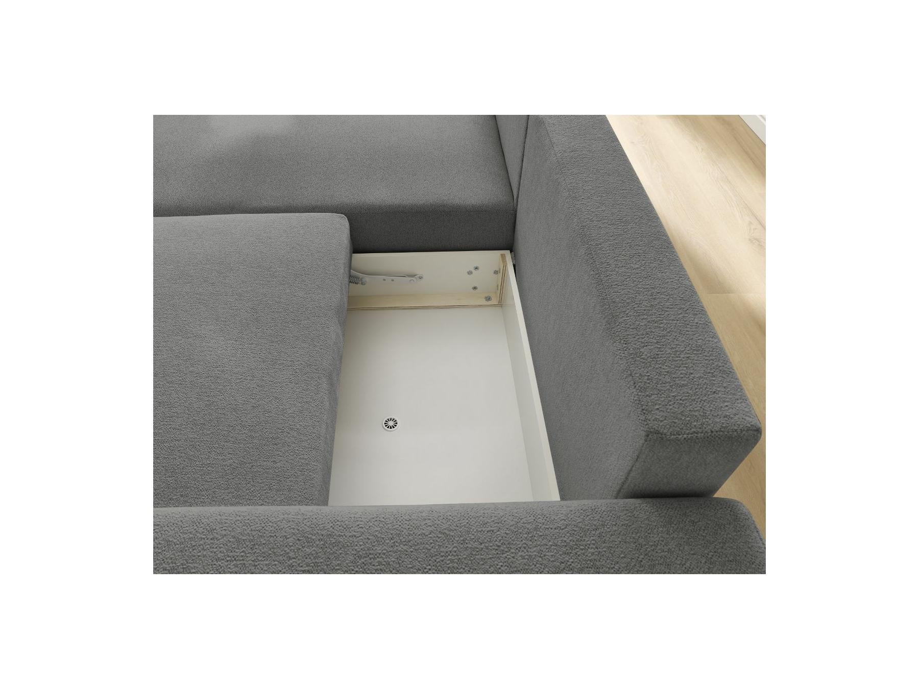 Atilla - Canapé D'Angle Convertible Coffre - Tissu Chiné - Angle Gauche