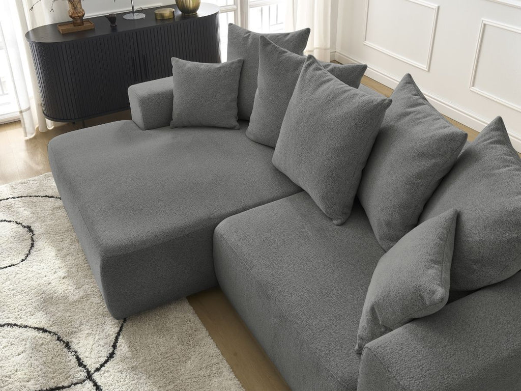 Atilla - Canapé D'Angle Convertible Coffre - Tissu Chiné - Angle Gauche