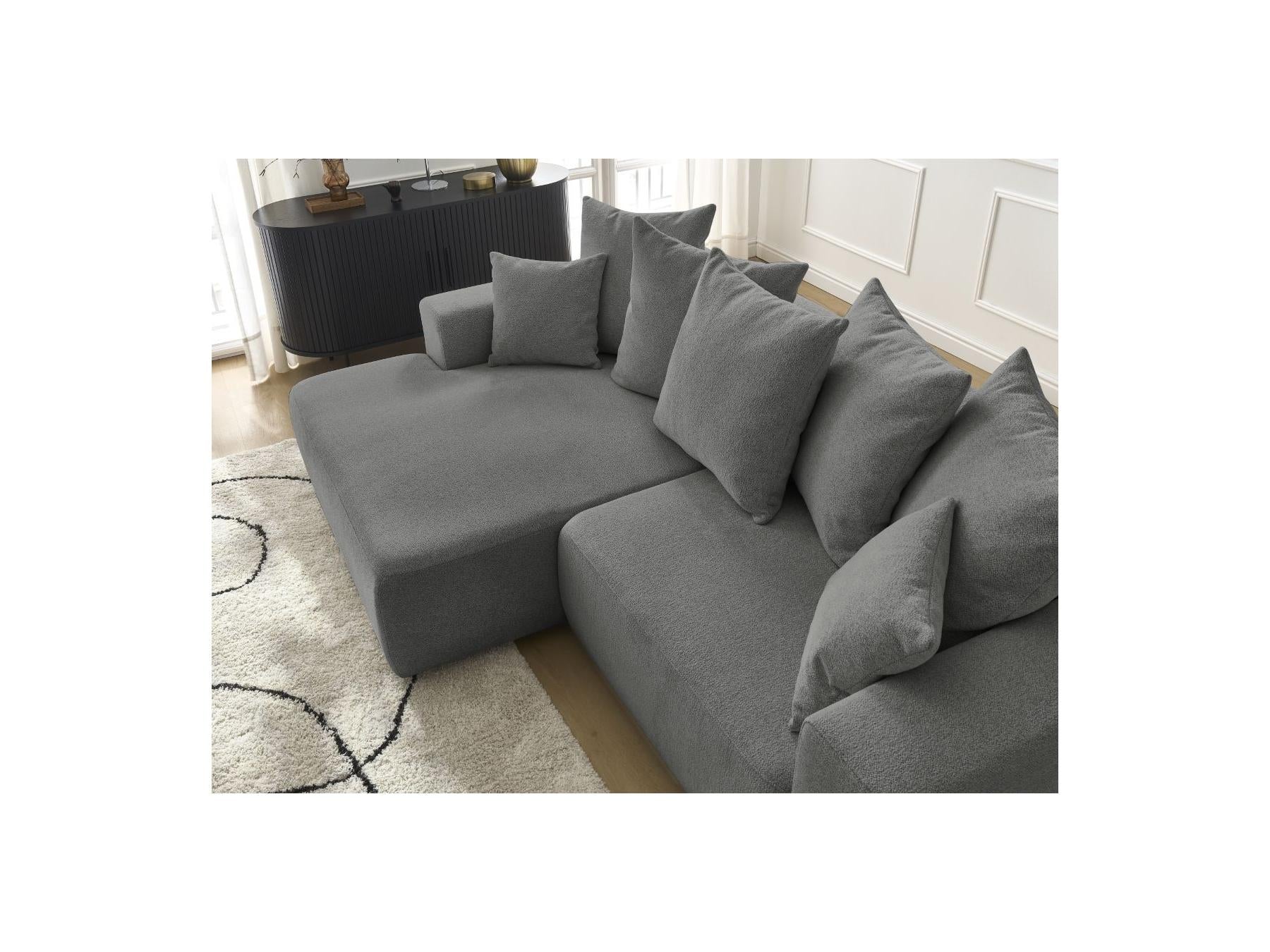 Atilla - Canapé D'Angle Convertible Coffre - Tissu Chiné - Angle Gauche