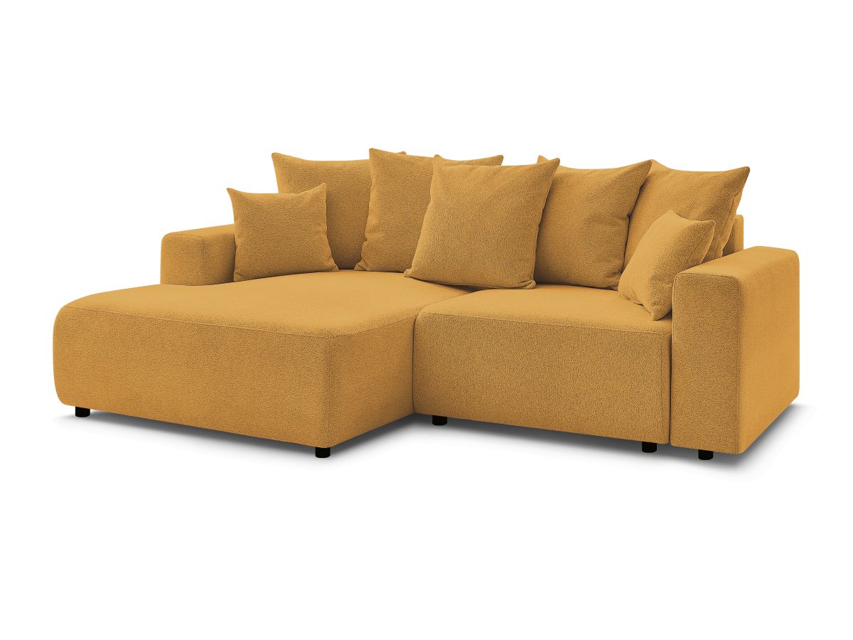 Atilla - Canapé D'Angle Convertible Coffre - Tissu Chiné - Angle Gauche