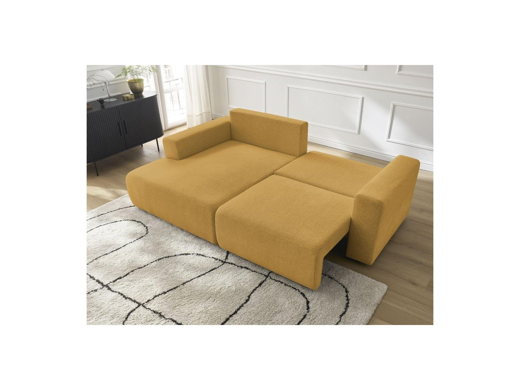 Atilla - Canapé D'Angle Convertible Coffre - Tissu Chiné - Angle Gauche