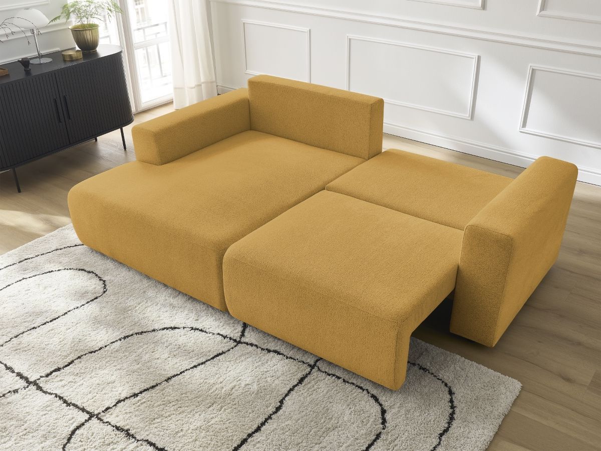 Atilla - Canapé D'Angle Convertible Coffre - Tissu Chiné - Angle Gauche