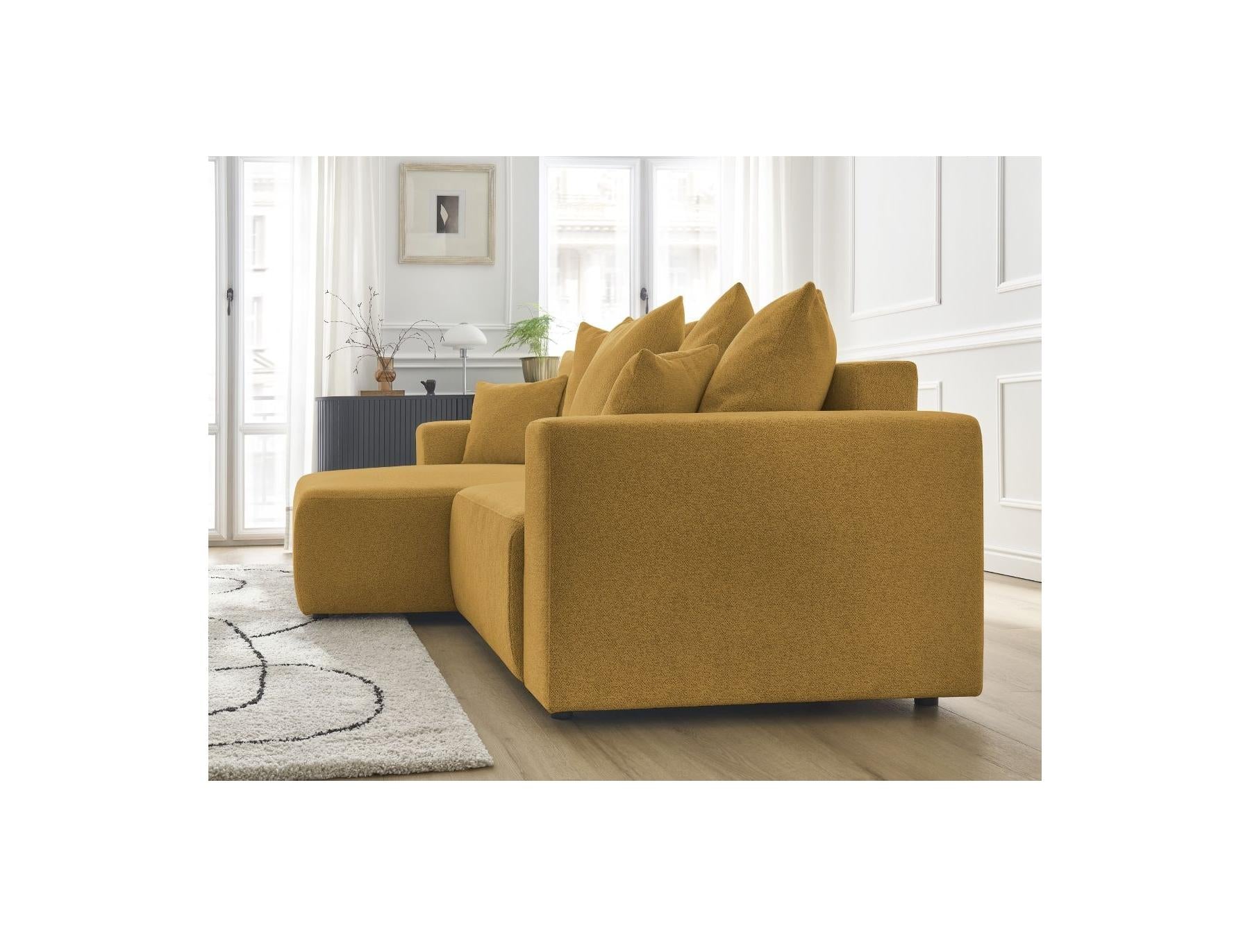 Atilla - Canapé D'Angle Convertible Coffre - Tissu Chiné - Angle Gauche