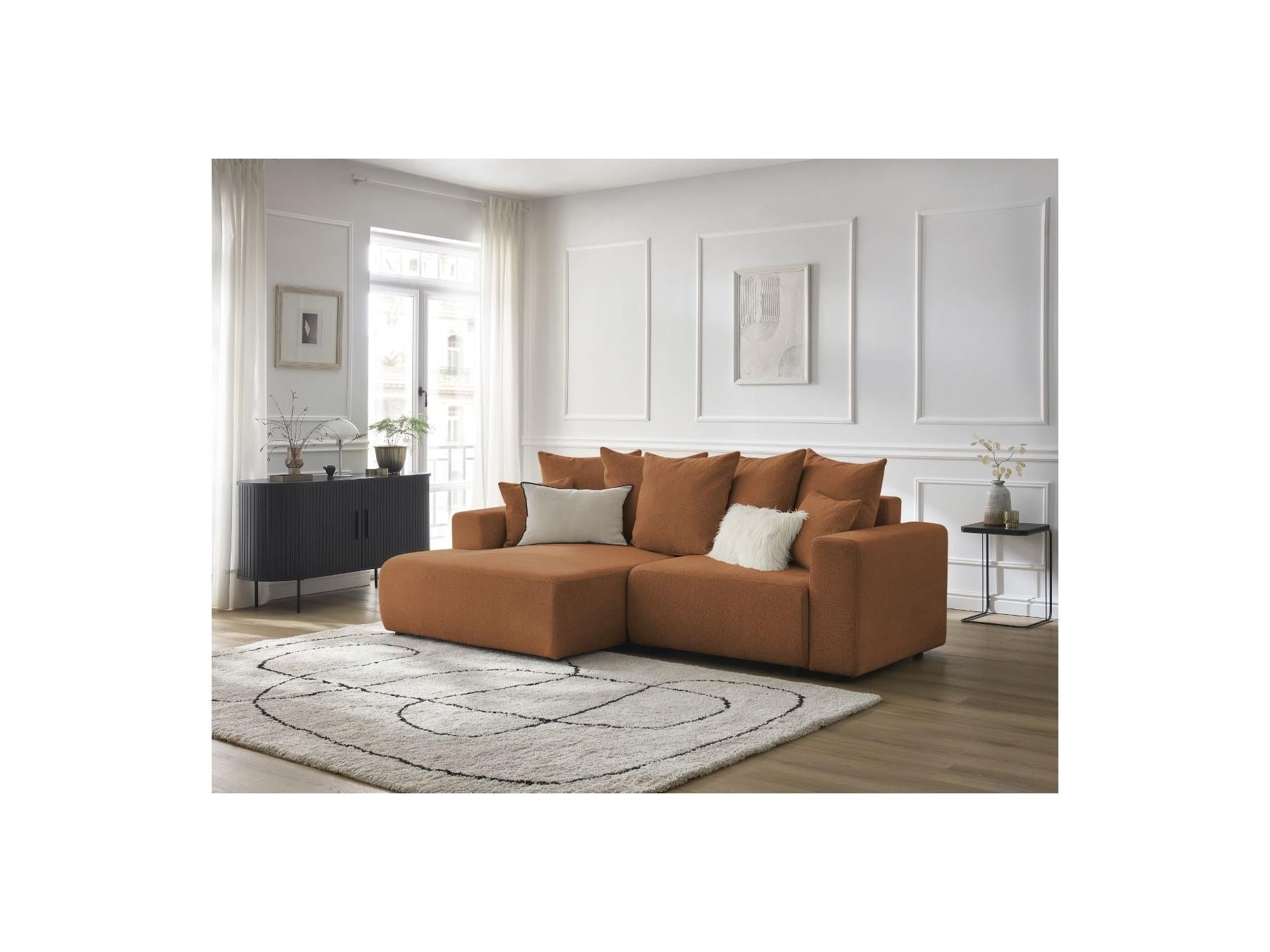 Atilla - Canapé D'Angle Convertible Coffre - Tissu Chiné - Angle Gauche