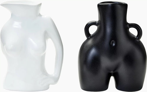 2 Vases En Faïence Noir Mat Et Blanc Brillant 10 Cm Little Ladies Duo - Anissa Kermiche