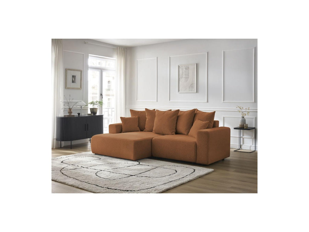 Atilla - Canapé D'Angle Convertible Coffre - Tissu Chiné - Angle Gauche