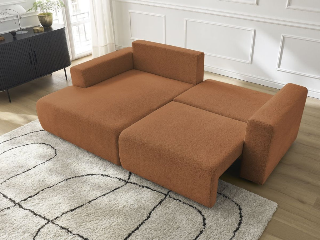 Atilla - Canapé D'Angle Convertible Coffre - Tissu Chiné - Angle Gauche