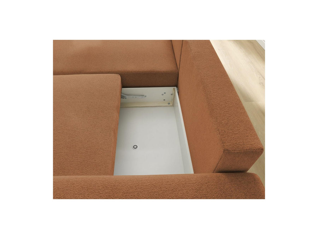 Atilla - Canapé D'Angle Convertible Coffre - Tissu Chiné - Angle Gauche