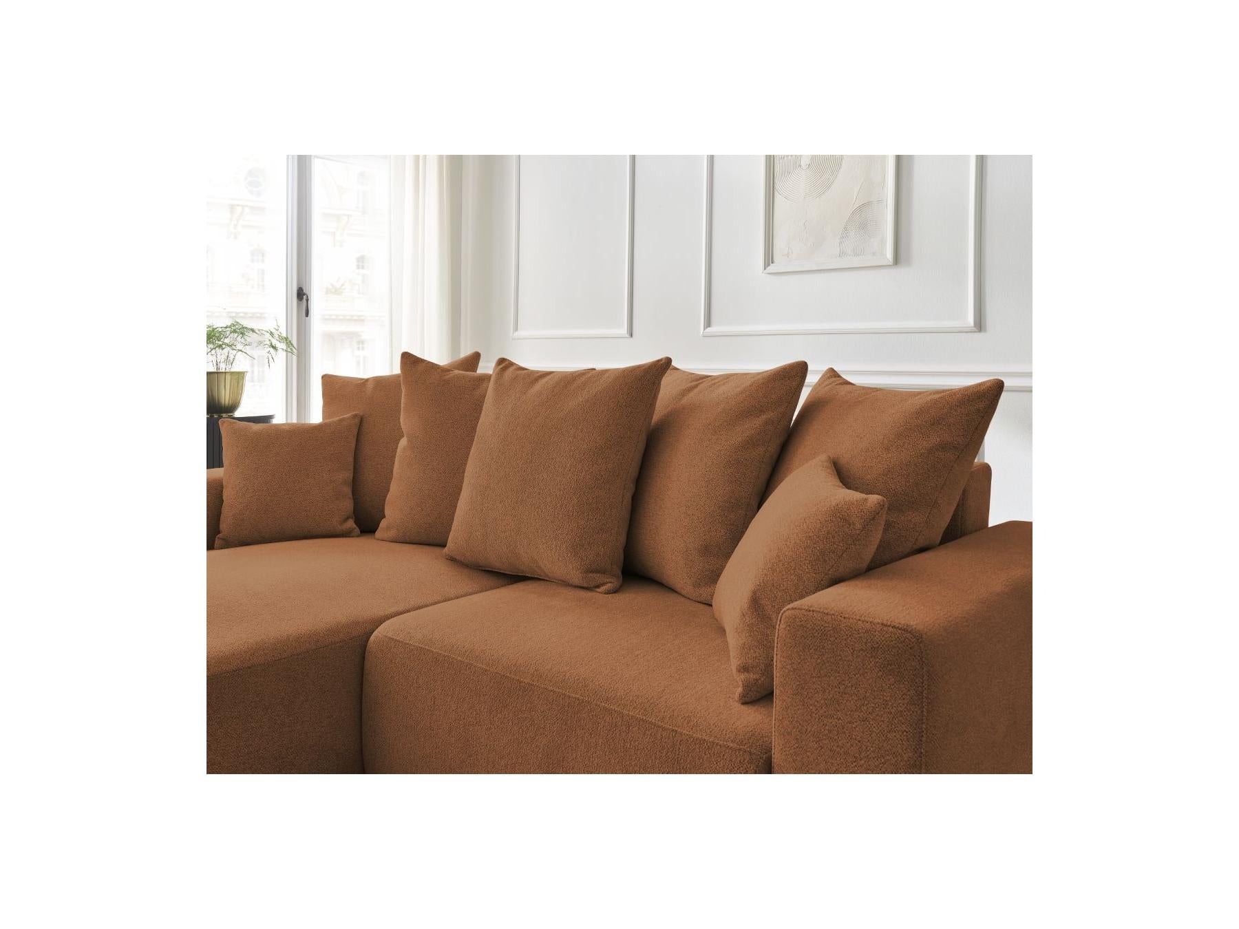 Atilla - Canapé D'Angle Convertible Coffre - Tissu Chiné - Angle Gauche