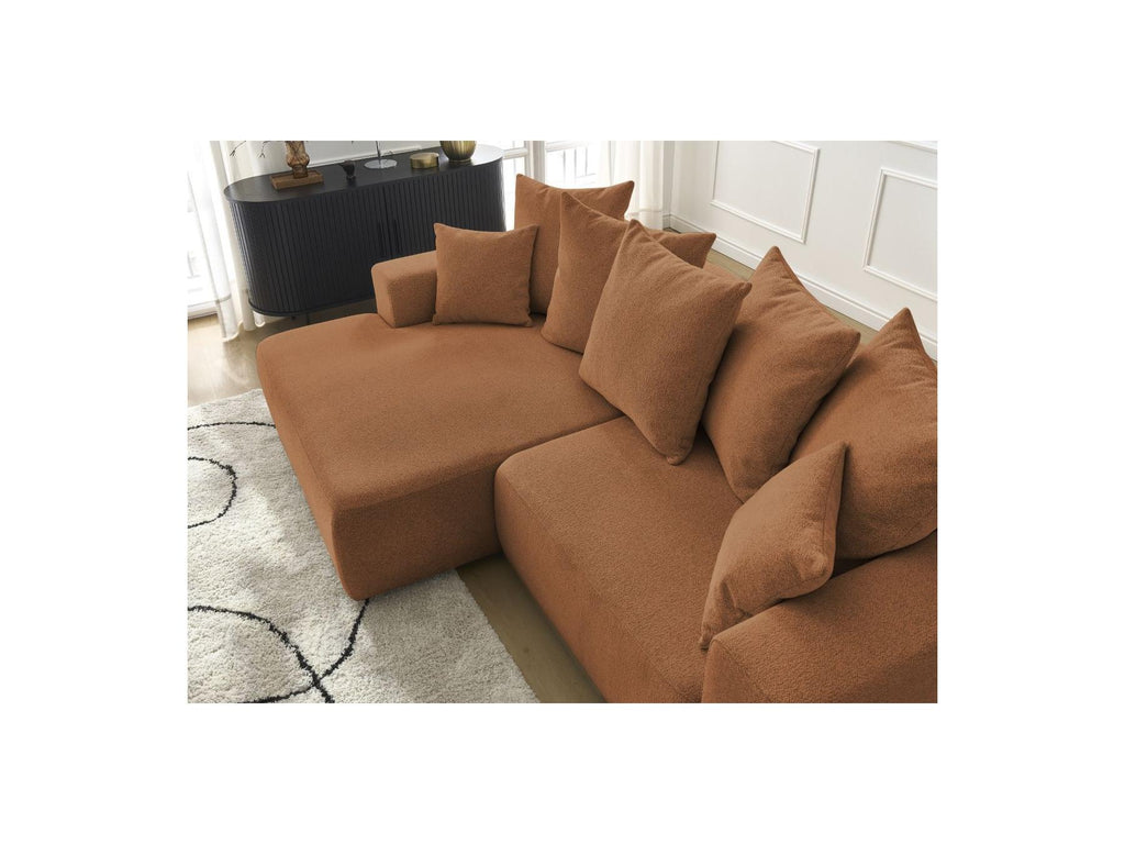Atilla - Canapé D'Angle Convertible Coffre - Tissu Chiné - Angle Gauche