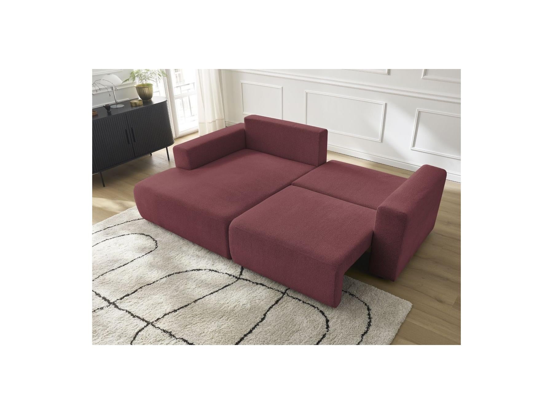 Atilla - Canapé D'Angle Convertible Coffre - Tissu Chiné - Angle Gauche