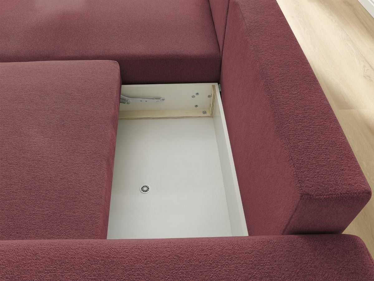 Atilla - Canapé D'Angle Convertible Coffre - Tissu Chiné - Angle Gauche