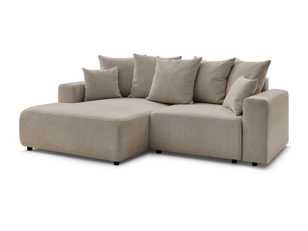 Atilla - Canapé D'Angle Convertible Coffre - Tissu Chiné - Angle Gauche
