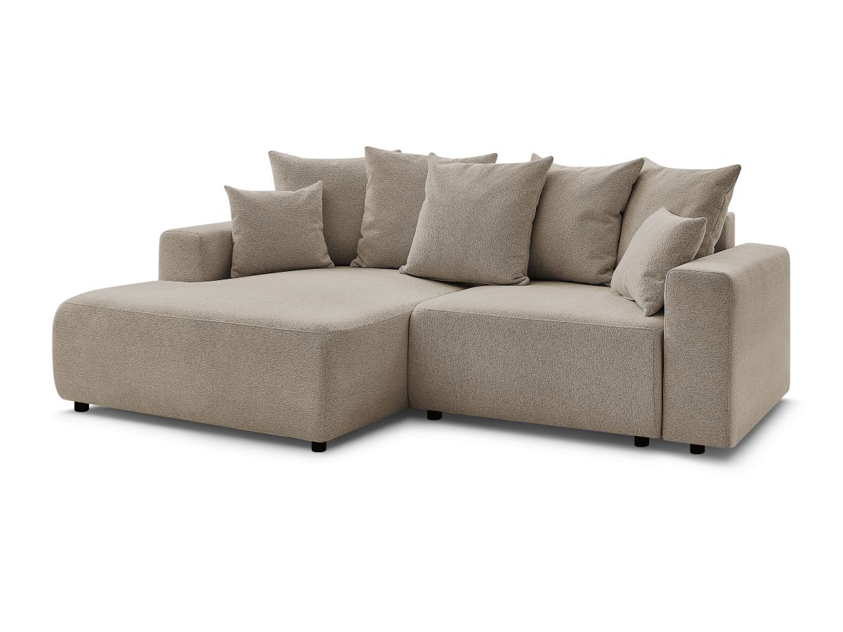 Atilla - Canapé D'Angle Convertible Coffre - Tissu Chiné - Angle Gauche