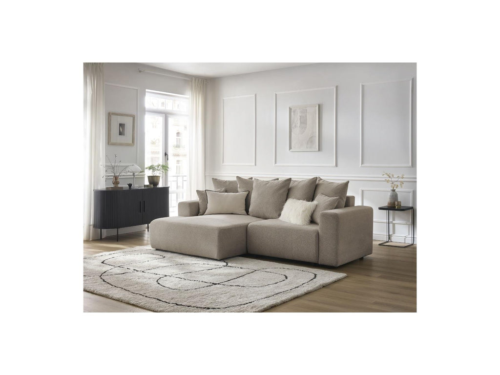 Atilla - Canapé D'Angle Convertible Coffre - Tissu Chiné - Angle Gauche