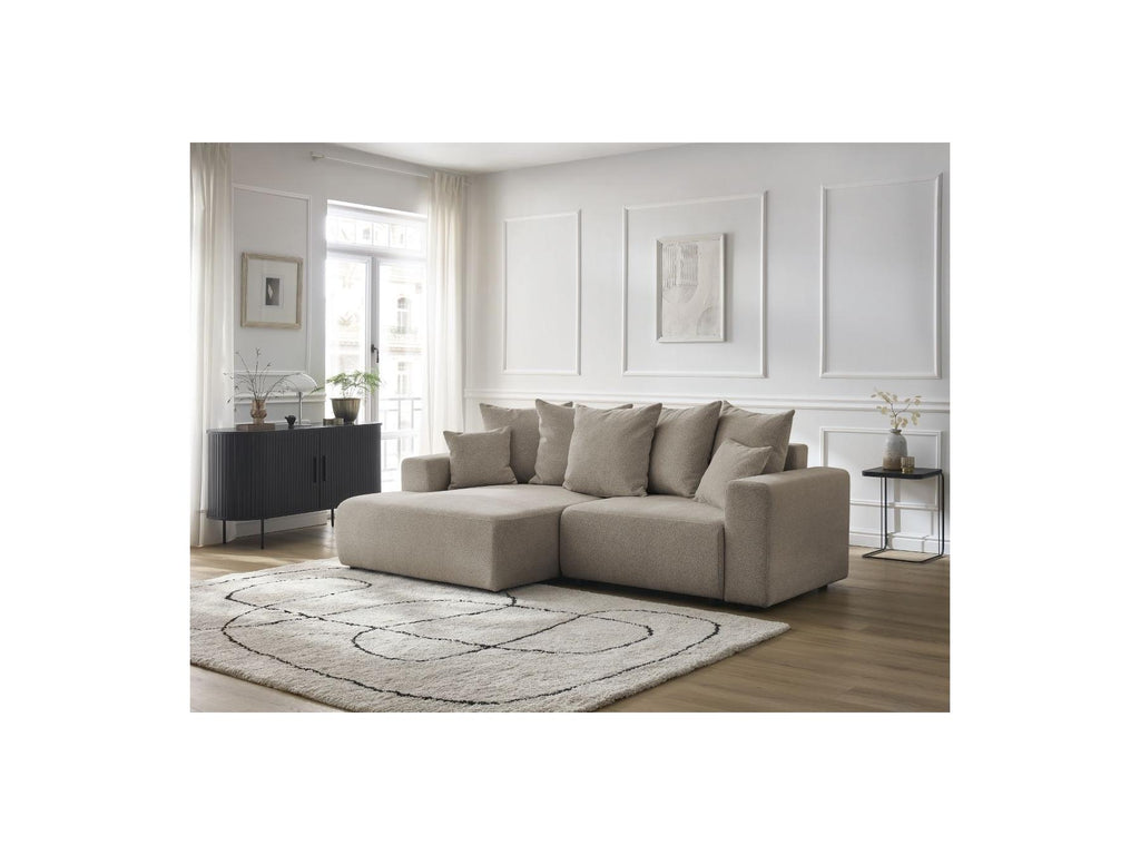 Atilla - Canapé D'Angle Convertible Coffre - Tissu Chiné - Angle Gauche
