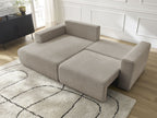 Atilla - Canapé D'Angle Convertible Coffre - Tissu Chiné - Angle Gauche
