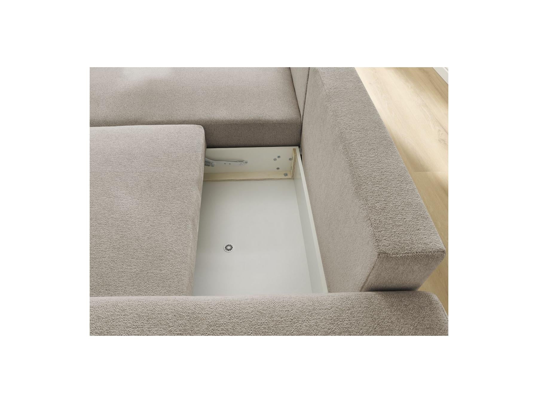 Atilla - Canapé D'Angle Convertible Coffre - Tissu Chiné - Angle Gauche