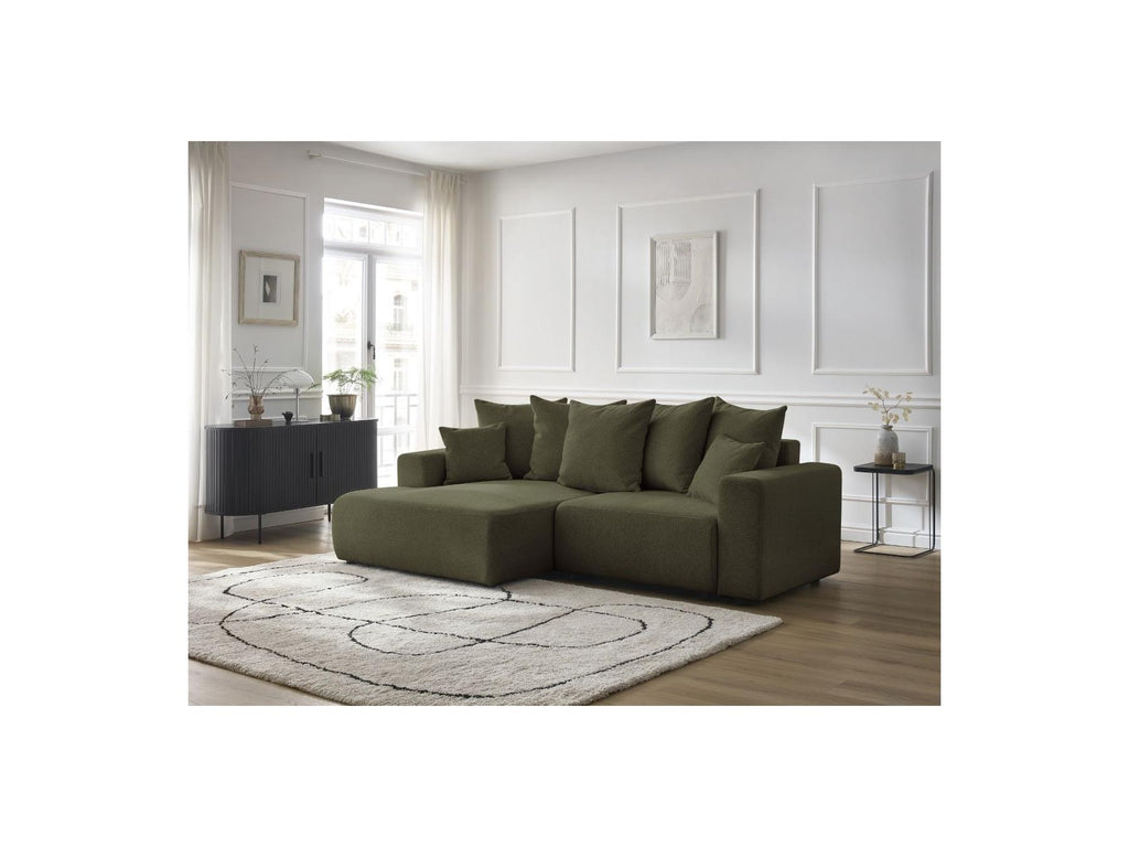 Atilla - Canapé D'Angle Convertible Coffre - Tissu Chiné - Angle Gauche