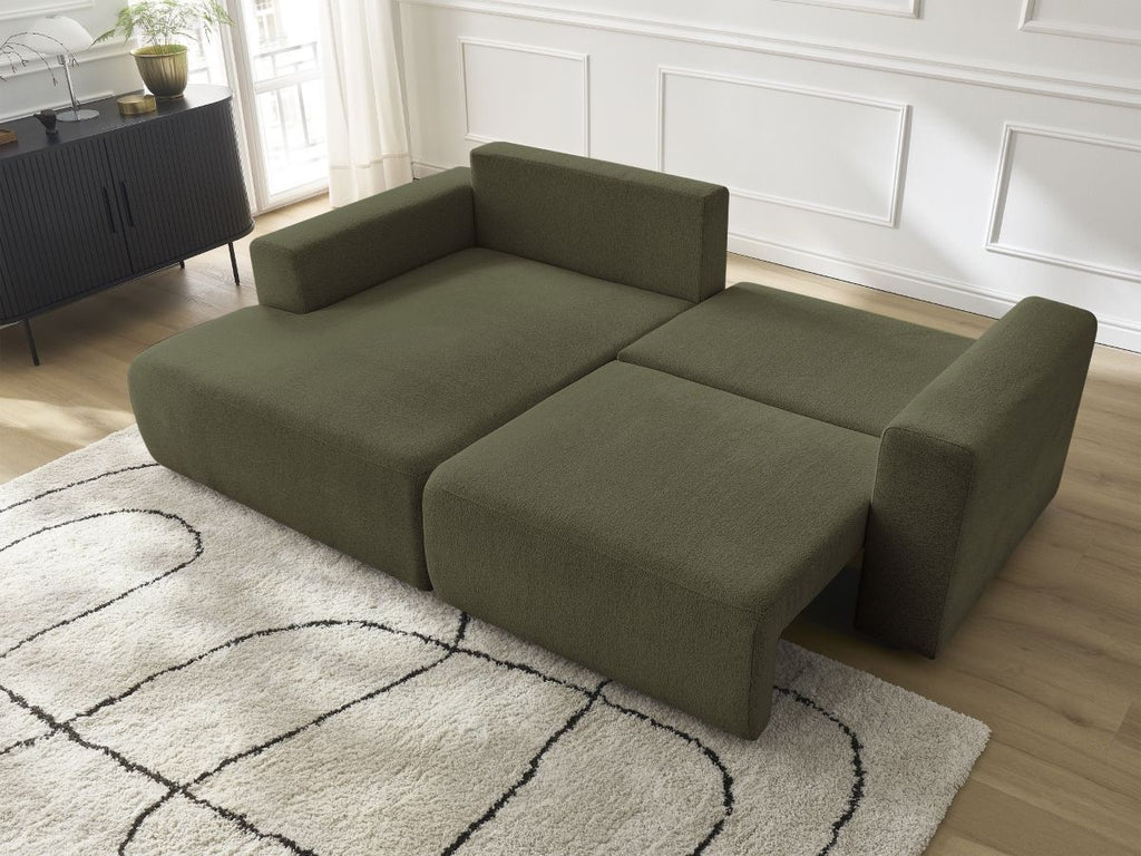 Atilla - Canapé D'Angle Convertible Coffre - Tissu Chiné - Angle Gauche