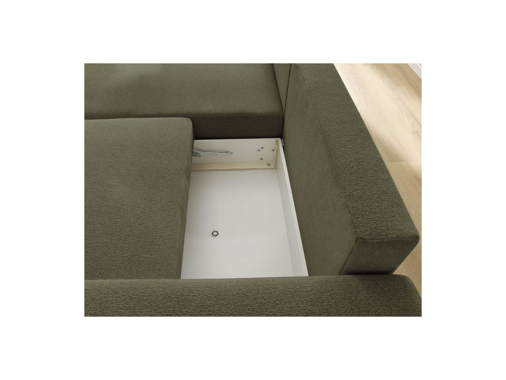 Atilla - Canapé D'Angle Convertible Coffre - Tissu Chiné - Angle Gauche