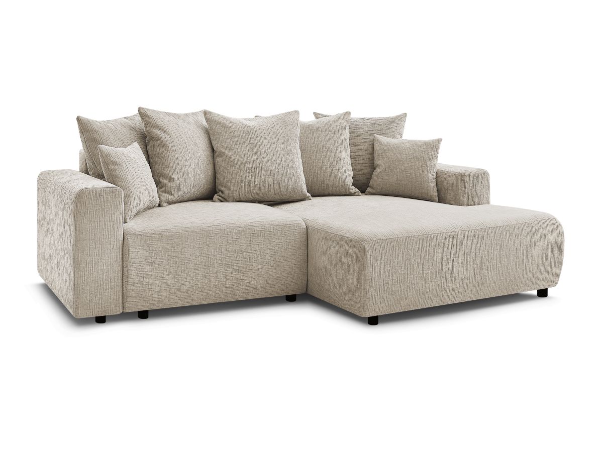 Atilla - Canapé D'Angle Convertible Coffre - Tissu Texturé - Angle Droit