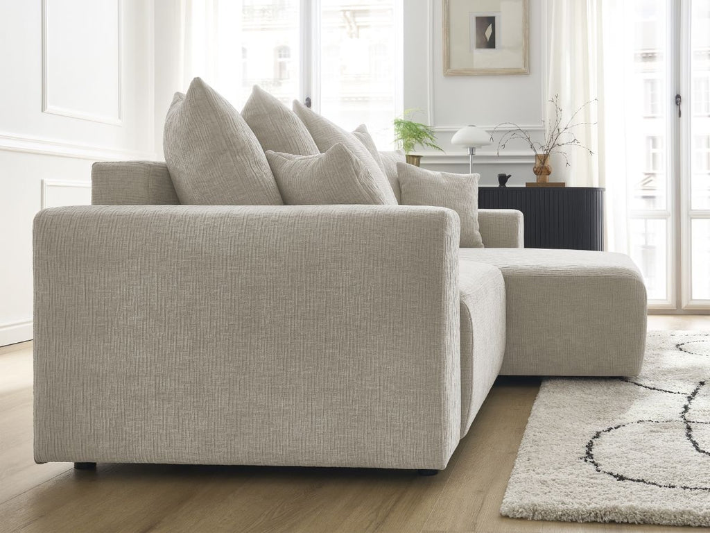 Atilla - Canapé D'Angle Convertible Coffre - Tissu Texturé - Angle Droit