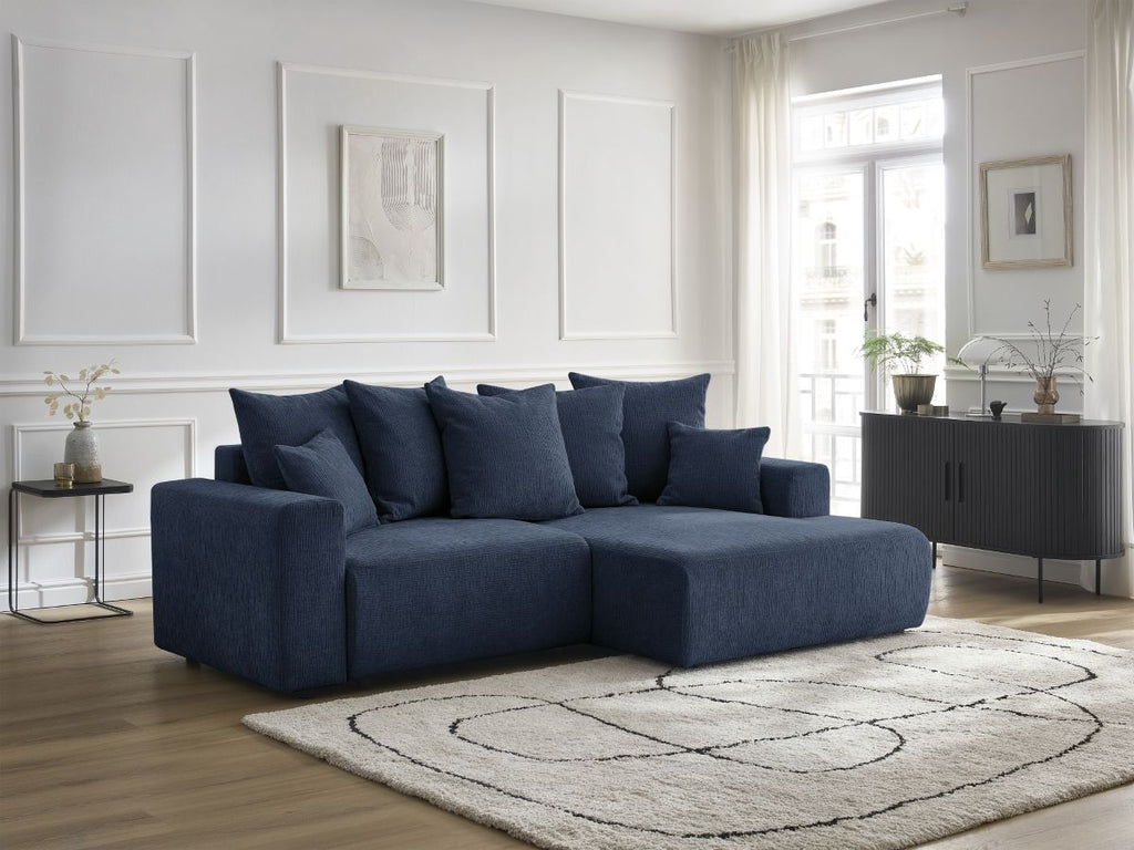 Atilla - Canapé D'Angle Convertible Coffre - Tissu Texturé - Angle Droit